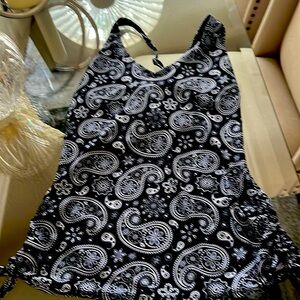 Fun, black and Paisley swim top